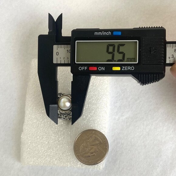 Didae Sterling Silver 925 Israel Modernist Scrollwork Pearl Wide Band Ring - Picture 14 of 16